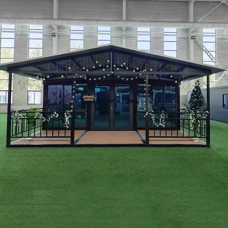 20 ফুট ডাবল উইং এক্সপান্ডেবল কন্টেইনার হাউস প্রিফেব্রিকেটেড মোবাইল লিভিং ইউনিট